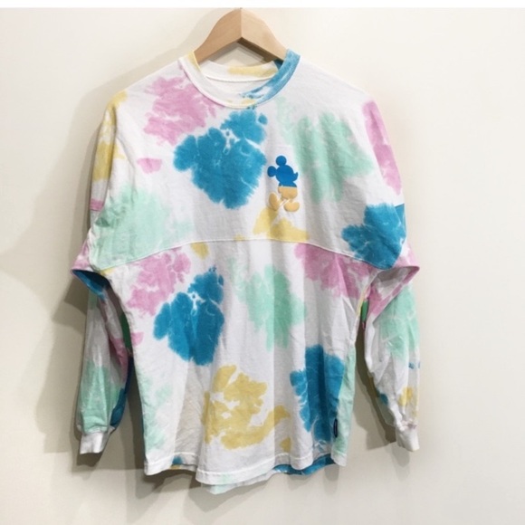 Disney Spirit Jersey Size Small Mickey Mouse Tie Dye White Blue Pink Longsleeve - Picture 2 of 12